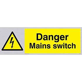 Viking Signs We L Sv Danger Mains Switch Skylt Silvervinyl