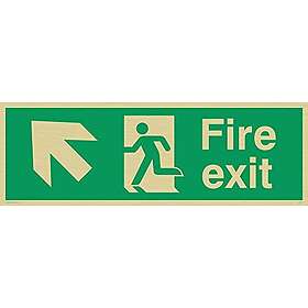 Viking Signs SB423 L31 GV Left Up Pil Fire Exit Skylt Guldvinyl