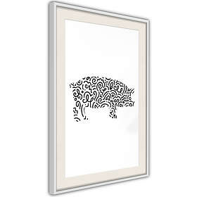 Artgeist Poster Affisch Black And White Piggy Poster 40x60 A3