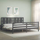 vidaXL Bed Frame med huvudgavel grå 200x200 cm massivt trä 3194138