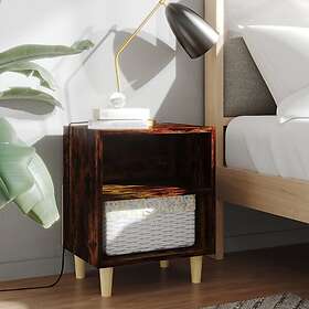 vidaXL Sängbord med ben i massivt trä 2 st rökfärgad ek 40x30x50 cm 813099