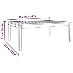 vidaXL Trädgårdsbord grå 121x82,5x45 cm massiv furu 824129