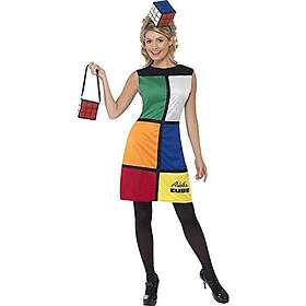 Smiffys 80's Kub Rubik's med Cube Costume Ladies Fancy Dress Retro Womens Outfit 8 18