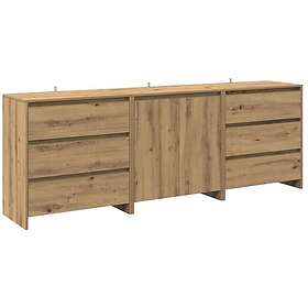 vidaXL Skänk 3 st artisan ek konstruerat trä