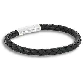Nobel by Billgren Silver/läderarmband svart. 21cm