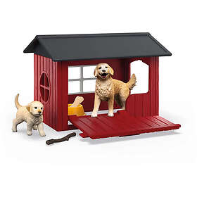 Schleich Hundehus med To Golden Retrievers
