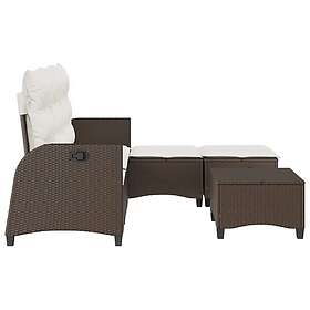 vidaXL Lounge Set L-shape Rotin Brun 3 pièces avec coussins