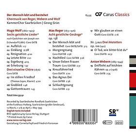 Der Mensch Lebt Und Bestehet. Choral Music CD