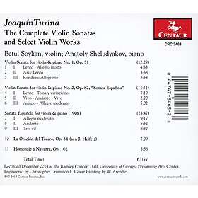 Turina, Soykan, Sheludyakov Complete Violin Sonatas & Select Violin Works CD