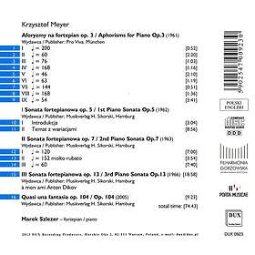 Marek Szlezer Piano Works 1 CD