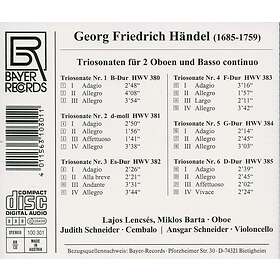 Barta, Schneider, Lajos Lencses 6 Sonatas For 2 Oboes & Basso Continuo CD