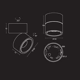 Designlight P-186B Downlight 12 W, 3000 K, 943 lm