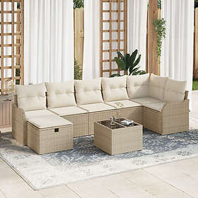 vidaXL Garden sofa set 8 pcs beige and cream white 287.5 x 122.5 x 85 cm