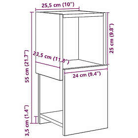 vidaXL 889826 Skåp 25.5x25x55cm