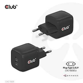 Club 3D CAC-1909EU Strømadapter PPS og GaN-teknologi 2 x USB-C 45W