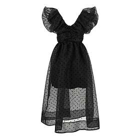 Ganni Flocked Organza Ruched Lång Klänning