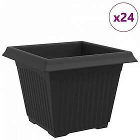 vidaXL Plant Pot 24 pcs 28,5 x 28,5 x 22 cm Black