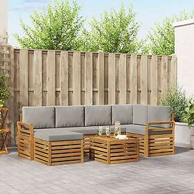 vidaXL Ensemble de canapé sectionnel 7 pièces Naturel et Gris Clair
