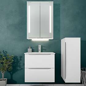 Linn Bad Sogn Speilskap med Integrert Belysning og Stikk Valnøtt / 60cm