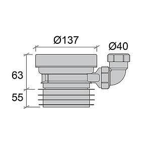 Jafo Inlopp X-TRA 110 WC-stuss 110 mm med extra inlopp