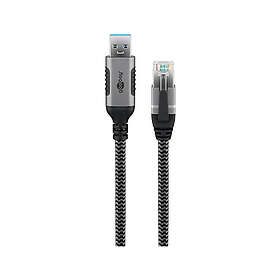 Goobay USB-A 3.0 vers RJ45 Câble Ethernet Textile Noir 3m