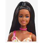 Barbie Brown Hair with Orange Floral Dress Dark Skin Doll (HYT91)