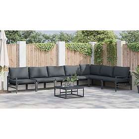 vidaXL Trädgårdsoffset med dyna Grå Stål 7 Delar 3378992