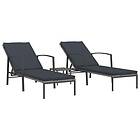 vidaXL Chaise longuear 2 st med bord konstrotting grå 317639