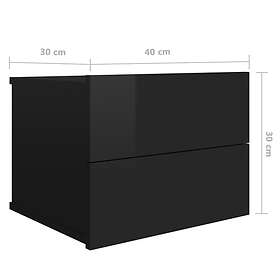 vidaXL Sängbord 2 st svart högglans 40x30x30cm spånskiva 801068