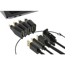 Deltaco mDP/DP/VGA/HDMI - USB C F-M Adapter Ring USBC-AR1