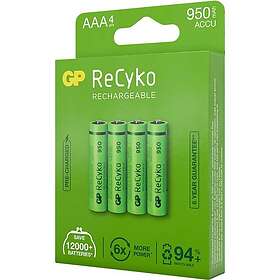 GP Batteries Recyko 950mAh AAA/HR03 4-pack