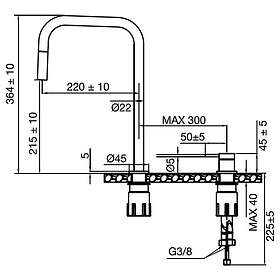 Scandtap Harmonized K2P Square Kjøkkenbatteri 30160 (Rustfritt Stål)