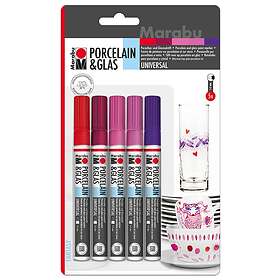 Marabu 012300082, porslins- och glasmålare Fantasy 5-pack, universell spets 1-2 mm, blandad.