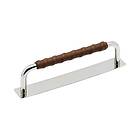 Beslag Design Handtag Royal Deluxe Läderlindad Brun 128x7 förnicklad-brun