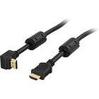 Deltaco HDMI - HDMI Standard Speed with Ethernet (angled) 15m