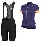 Rogelli Power Modesta Short Sleeve Jersey And Bib Shorts Set Svart XS Kvinna