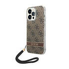 Guess iPhone 14 Pro Max Skal 4G Print Strap Brun