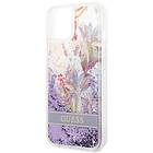 Guess iPhone 14 Plus Skal Flower Liquid Glitter Lila