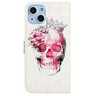 Folio iPhone 14 Plånboksfodral Flip Crown Skull