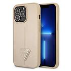 Guess iPhone 14 Pro Skal Saffiano Triangle Logo Beige