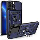 PRO iPhone 13 Max Skal med Ringhållare Hybrid Armor Camshield Blå