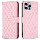 PRO BINFEN iPhone 14 Plånboksfodral Rhombus Rosa
