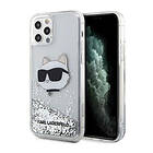 Karl Lagerfeld iPhone 12/12 Pro Skal Liquid Glitter Choupette Head Silver