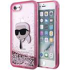 Karl Lagerfeld iPhone 7/8/SE (2020/2022) Skal Liquid Glitter Head Rosa