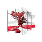 Tavla Tree Near The Road 5 Parts Red 100x50 sp. z o. TM-N7779