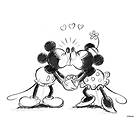 Disney Tavla Mickey & Minnie Kissing Canvastavla- Svartvitt 70x50 cm 70-714