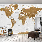 Arkiio Fototapet Självhäftande World Map White Oceans A3-3XLFT1373samA