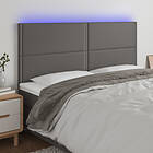 vidaXL Sänggavel LED grå 200x5x118/128 cm konstläder