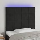 vidaXL Sengegavl LED svart 100x5x118/128 cm sammet
