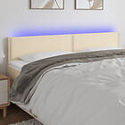 vidaXL Sengegavl LED gräddvit 180x5x78/88 cm tyg